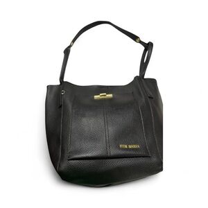 Steve Madden Black Pebbled Leather Tote Bag